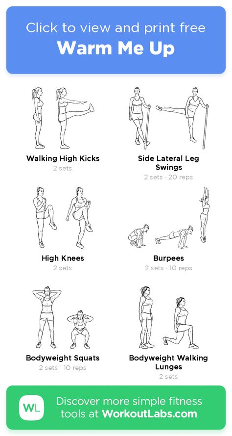 Free workout: Warm Me Up – 5-min abs, legs exercise routine. Try it now or download as a printable PDF! Browse more training plans and create your own exercise programs with #WorkoutLabsFit · #AbsWorkout #LegsWorkout Leg Warm Up Exercises, Gym Warm Up Exercises, Warm Ups Before Workout, Leg Warm Up, Gym Warm Up, Leg Press Workout, Legs Exercise, Workouts Women, Workout Labs