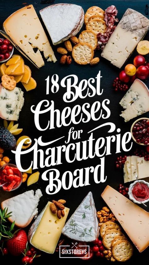 Discover the top 18 cheeses that will elevate your charcuterie board to gourmet status! From creamy Brie to sharp Cheddar, these cheeses are perfect for any occasion. Get ready to impress your guests with the perfect cheese selection. #CharcuterieBoard #CheeseLovers #GourmetCheese #EntertainingTips #Foodie Best Cheese Charcuterie Board, Charcuterie Board Cheese Types, Kinds Of Charcuterie Boards, Sweet Cheese Board, Best Cheese For A Charcuterie Board, What To Buy For A Charcuterie Board, Tiered Cheese Board, Best Charcuterie Cheese, Good Cheeses For Charcuterie