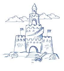 Sandcastle Doodle, Castle Sketch Simple, Sand Castle Drawing, Sand Castle Coloring Page, Disney Castle Logo, Castle Ink Drawing, Solar Diy Projects, Castle Sketch, Sand Drawing