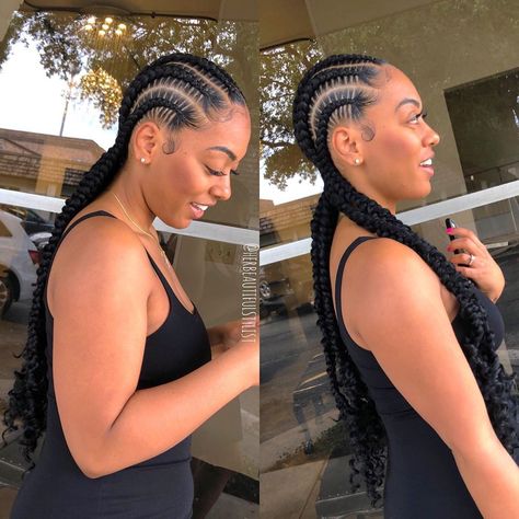 HOUSTON STYLIST & BRAIDER ✨ on Instagram: “Got my babe @myangelicskin together 😍 There’s nothing more beautiful than a classic straight back set, with a touch of curly ends ✨…” Bohemian Feed In Braids, Straight Back Feed In Braids, Feed In Braids Ponytail, Straight Back Braids, Feed In Braids, Braids Cornrows, Gorgeous Braids, Bold Hair Color, Feed In Braids Hairstyles