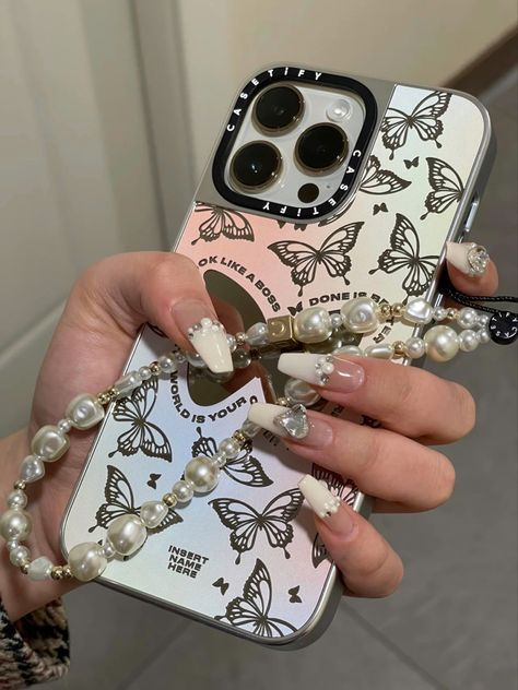 Casetify Butterfly Case, Iphone Case With Charms, Phone Case And Charm, Casetify Phone Charm, Phone Cases With Charms, Phone Case With Charms, Cute Casetify Cases, Casetify Cases Aesthetic, Casetify Phone Cases