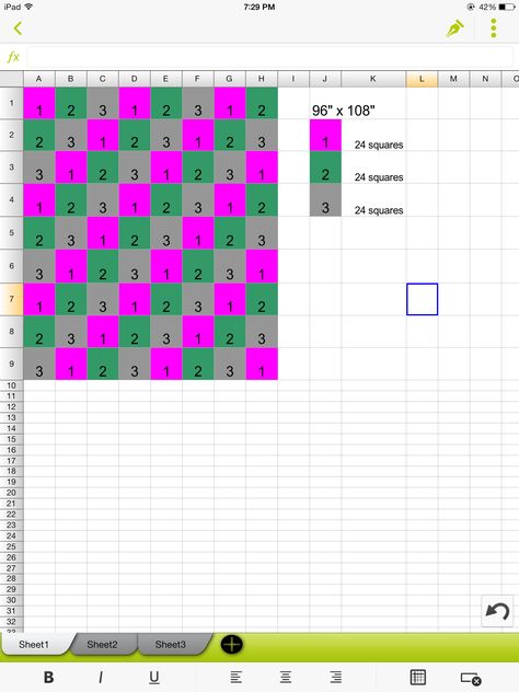 Use spreadsheet program (Excel etc.) to plan layout and number of squares in a quilting project or a granny square crochet/knitting project. Crochet Granny Square Blanket Layout, Granny Square Layout Ideas, Granny Square Blanket Size Chart, Granny Square Layout, Pixel Granny Square Crochet Blanket, Granny Square Blanket Dimensions, Granny Square Blanket Layout, Granny Square Blanket Template, Diy Blocking Board Crochet Granny Squares