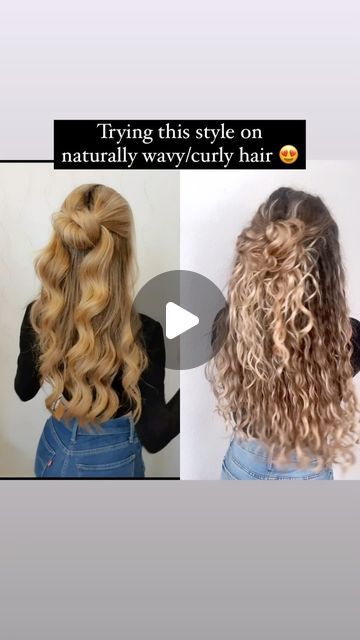 Candace Stuller on Instagram: "⁣Another super easy half-up bun and I LOVE this one! 😍⠀
⠀
Would you try it? ⠀
⠀
#hairreels #reelsremix #naturallywavy #naturallycurly" Messy Bun Curly Hair, Jayne Matthews, Half Up Bun, Natural Hair Tutorials, Braid Tutorial, Wavy Curly Hair, Hair Videos Tutorials, Hair Decorations, Haircuts With Bangs