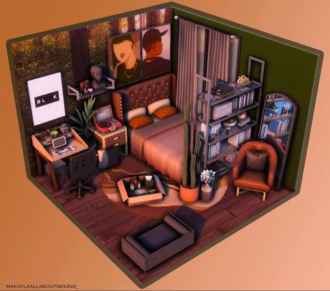 Sims 4 Cluttered Room, Sims 4 Cc Dollhouse, Sims Room Ideas Bedrooms, Sims 4 Room Ideas Bedrooms, Ts4 Bedroom, Bedroom The Sims 4, Sims Bedroom Ideas, Sims 4 Bedroom Ideas, Nerd Room Ideas