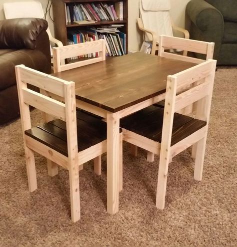 Desk Chair Diy, Kids Woodworking Projects, Diy Kids Table, Kids Wooden Table, Wooden Desk Chairs, Diy Kids Furniture, Wooden Table And Chairs, Woodworking Projects Furniture, Woodworking Projects For Kids