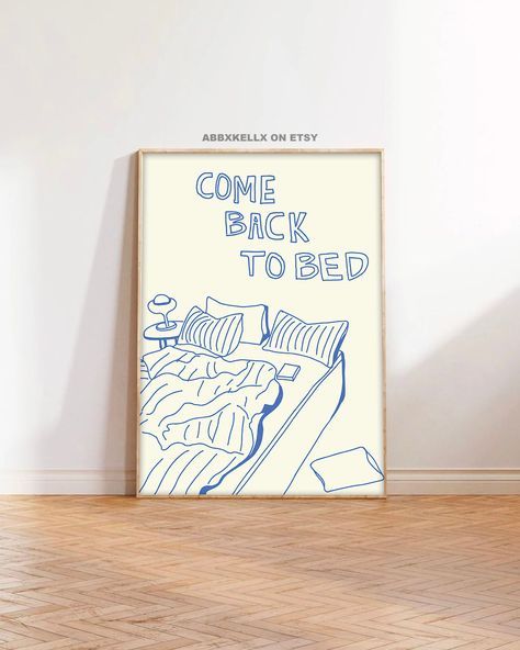 Bed Doodle, Doodle Print, Back To Bed, Dorm Wall Art, Print Bedroom, Dorm Walls, Bed Back, Retro Wall Art, Retro Wall