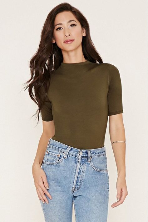 Forever 21 High-Neck Bodysuit Cafe Outfit, Summer Tank Top Outfits, Tank Top Bodysuit, High Neck Bodysuit, Solid Tank Tops, Tank Top Outfits, Body Suit Outfits, Style And Grace, Dream Clothes