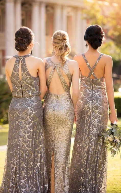 9064 Art Deco Inspired Bridesmaid Gown by Sorella Vita Art Deco Bridesmaids, Bridesmaid Dresses Australia, Modern Art Deco Wedding, Sorella Vita Bridesmaid Dresses, Deco Wedding Dress, Rose Gold Bridesmaid Dress, Art Deco Wedding Dress, Silver Dresses, Wedding Dress Bridesmaid