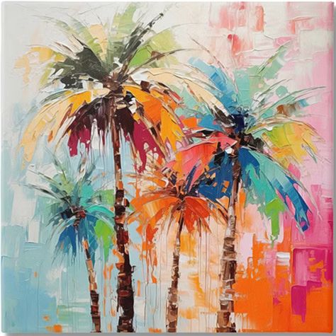 Palm Trees Painting, Large Canvas Painting, Easy Canvas Painting, Abstract Landscape Painting, Beach Inspired, Beach Art, Tree Painting, Abstract Watercolor, Abstract Landscape