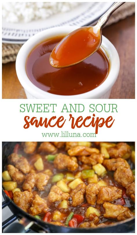 No need for take-out with this quick and easy sweet and sour sauce on hand. Pour it or use it for dipping, either way it's delicious! #sweetandsoursauce #asianrecipes #sweetandsour #sauce Best Sweet And Sour Sauce Recipe, Easy Sweet And Sour Sauce, Sweet N Sour Sauce Recipe, Homemade Sauce Recipes, Homemade Mixes, Salad Dressing Recipes Homemade, Egg Roll Recipes, Sweet N Sour Chicken, Easy Asian