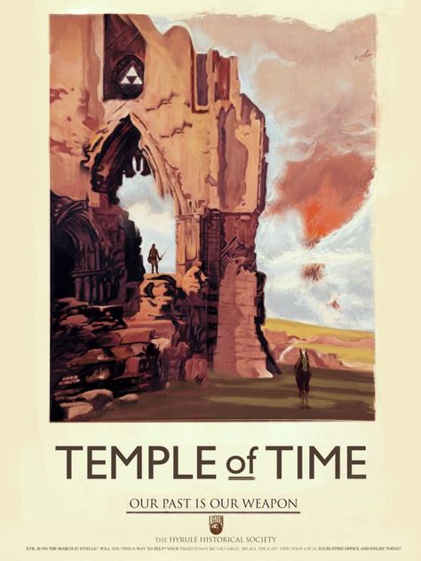 Legend of Zelda Propaganda Posters | The Mary Sue Temple Of Time, Legend Of Zelda Poster, Kakariko Village, Hyrule Castle, Video Game Posters, Link Zelda, Zelda Art, Legend Of Zelda Breath, Ocarina Of Time