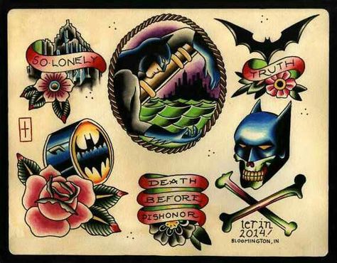 Old school Tradition Tattoo, Batman Tattoos, Art Flash, Comic Tattoo, Batman Tattoo, Joker Tattoo, Traditional Flash, Flash Sheet, Tattoo Flash Sheet