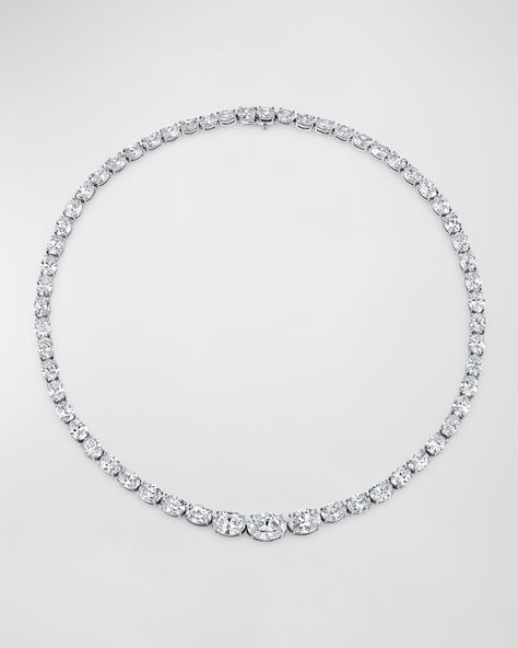 Neiman Marcus Diamonds Platinum White Diamond Vertically Set Oval-Cut Riviera Necklace, 16" Riviera Necklace, Oval Cut, White Diamond, Neiman Marcus, My Jewellery, Gemstone Jewelry, Diamond Necklace, Platinum, Diamonds