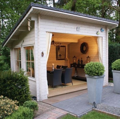 Gazebos Ideas, Garden Sheds Ideas, Deco Spa, Shed Design Plans, Sheds Ideas, Diy Sheds, Shed Makeover, Patio Grande, Backyard Storage Sheds