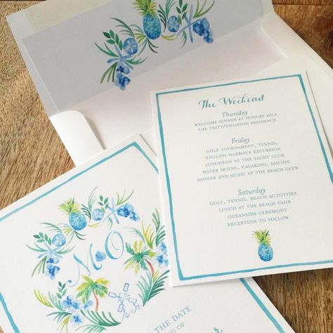 Wedding Crest Invitation, Wedding Crest Napkins, Save The Date With Crest, Wedding Crest Save The Date, Watercolor Crest Wedding Invitation, Stationary Ideas, Jungle Love, Tropical Illustration, Wedding Crest