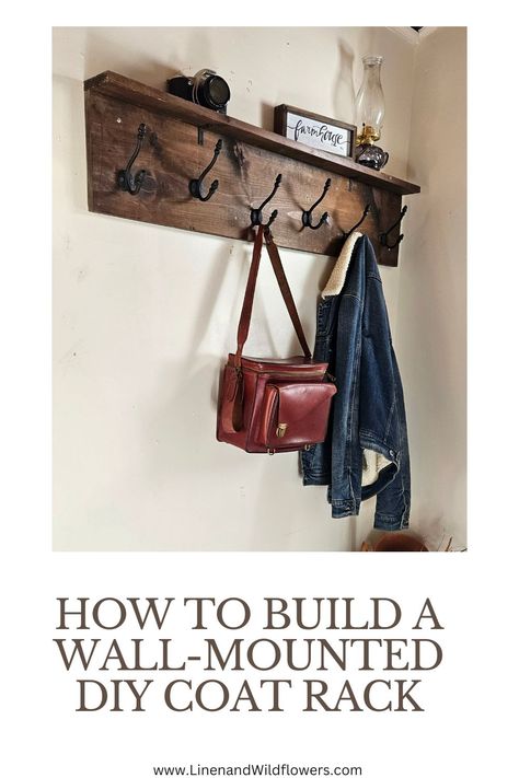 Diy Coat Hook Shelf, Diy Coat Hooks Entryway, Coat Rack Wall Diy, Diy Coat Rack Wall Entryway, Diy Wall Coat Rack, Coat Hanger Ideas Front Entry, Diy Coat Rack Wall, Coat Rack Wall Entryway, Diy Coat Hanger