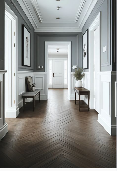 Gray Hallway Ideas, Grey Hallway Ideas, Gray Hallway, Grey Hallway, Home Hall Design, Hallway Flooring, Living Room Decorating Ideas, Living Room Decorating, Light Grey Walls