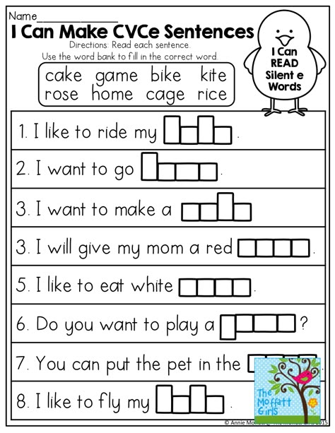 I Can Make CVCe SENTENCES!  Tons of great printables! Cvc Cvce Worksheet, Silent E Worksheets, Cvce Worksheets, Sentence Worksheet, Sentences Worksheet, Cvc Worksheets, Silent E, Cvce Words, First Grade Worksheets