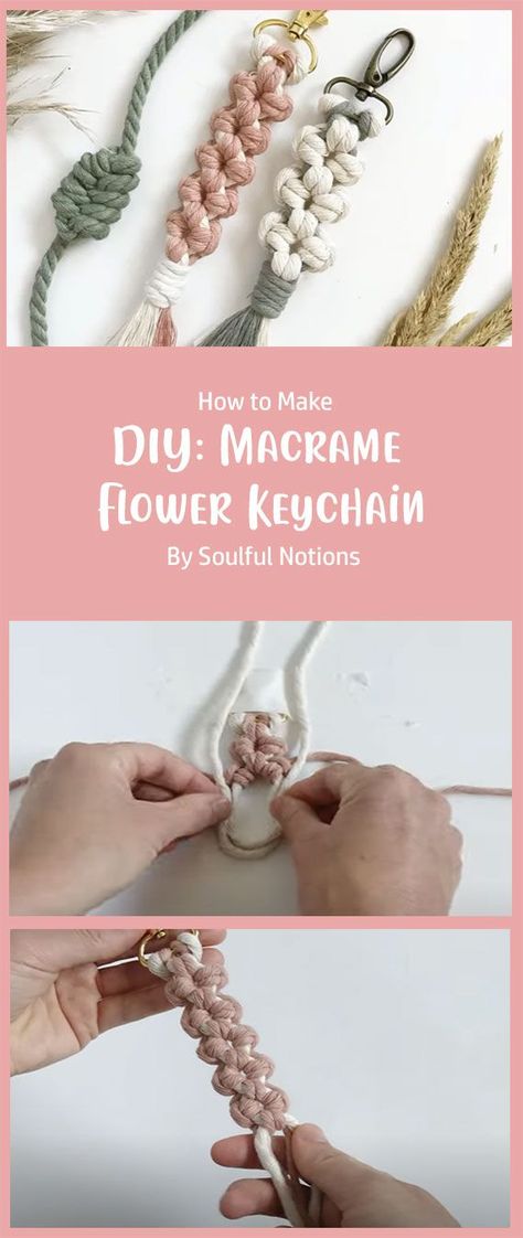 Diy Macrame Flower, Macrame Flower Keychain, Macrame Flower, Easy Macrame, Flower Keychain, Rope Crafts, Diy Macrame, Macrame Ideas, Pattern Ideas