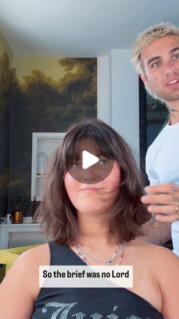 Jack Mead - Hair transformation specialist on Instagram: "Brief - not to look like Lord Farquaad 😂 

All jokes aside I think this haircut really suits Natalie and works so great with her natural texture. 

We wanted a haircut that didn’t look too structured, so choppy, textured, not too short, not too long. It can be quite a difficult haircut to get the proportions right and let’s not forget adding a fringe in the mix too. 

Long bob with layers and a long full fringe that gets longer towards the edges, it has quite a retro vibe but i feel with a modern edge don you? ✂️

Cut using @arcscissors 
Styled using @matrixuki" Lord Farquaad Hair, Full Fringe Bob, Mixed Texture Hair, Medium Length Haircut With Bangs For Fine Hair, Easiest Haircut To Style, Layered Bob Hairstyles With Fringe, Fringe Haircut Short, Long Bob Wavy Hair Natural, Long Bob Hairstyles With Fringe