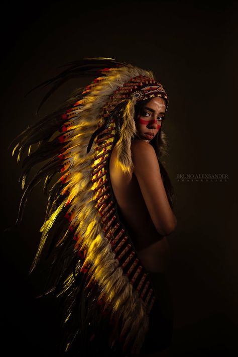 Studio photography, yellow lighting, indian headdress, native american Native American Maternity Photoshoot, Native American Photoshoot, American Photoshoot, Red Indian Tattoo, Native American Photography, Yellow Lighting, Cute Pregnancy Pictures, Native American Headdress, Pregnancy Pictures