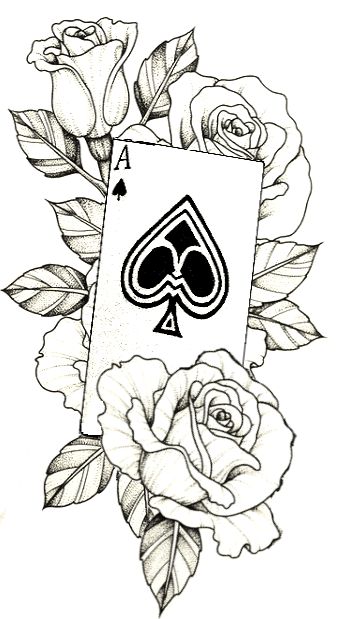 Card And Rose Tattoo, Playing Card Tattoo, Joker Card Tattoo, Poker Tattoo, Ace Of Spades Tattoo, Playing Card Tattoos, Ace Tattoo, Rose Stencil, Card Tattoo Designs