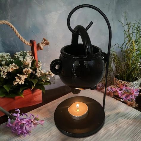 Hanging Cauldron, Home Yoga Room, Candle Burner, Ceramic Oil Burner, Essential Oil Burner, Meditation Decor, Adornos Halloween, Witches Cauldron, Wax Burner