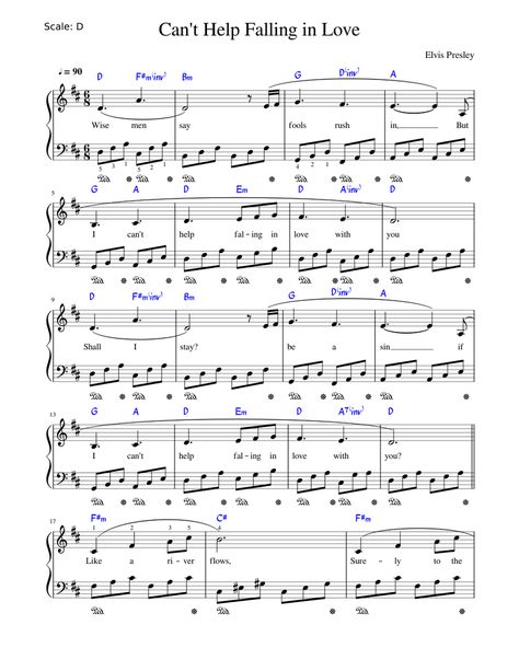 Can't Help Falling in Love - Elvis Presley Pop Piano Sheet Music, Popular Piano Sheet Music, Free Violin Sheet Music, Piano Songs Sheet Music, Sheet Music With Letters, Music Printables, Free Printable Sheet Music, Reading Sheet Music, Easy Sheet Music