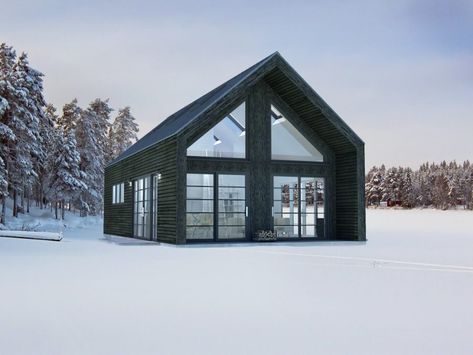 Sno: Modern Scandinavian Cabin Plans for Sale! Small Scandinavian House, Scandinavian House Plans, Scandinavian Cabins, Small Modern Cabin, Scandinavian Cabin, Tiny House Talk, Zip Codes, Cabin House Plans, Cost To Build