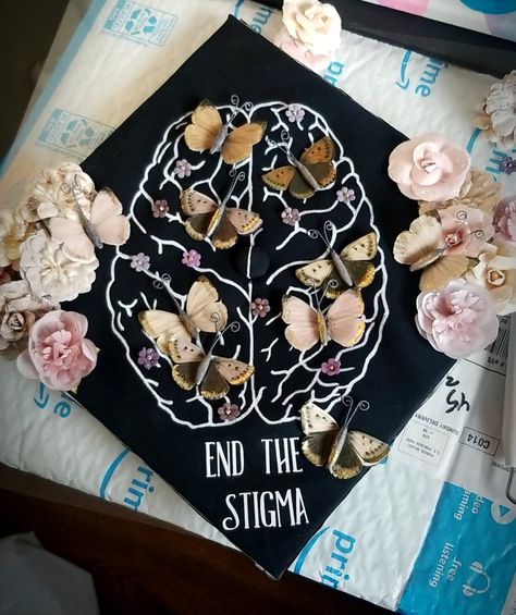 See You All In Therapy Graduation Cap, Bachelors In Psychology Cap, Bachelor Of Arts In Psychology, Grad Cap Inspo Psychology, Cap Ideas For Psychology, Graduation Caps For Social Work, Psych Nurse Grad Cap, See You In Therapy Grad Cap, Graduation Caps For Psychology Majors