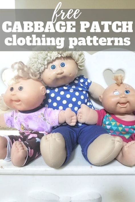 Follow this step by step tutorial on how to sew up Cabbage Patch doll clothing pattern for baby dolls in infant and doll sizes. Cabbage Patch Kids Clothes, Cabbage Patch Babies, Baby Doll Clothes Patterns, Doll Clothes Patterns Free, Cabbage Patch Kids Dolls, Baby Doll Pattern, Sewing Doll Clothes, Beginner Sewing Projects Easy, Cabbage Patch Dolls