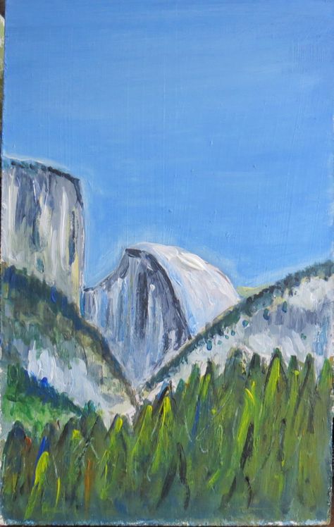 Yosemite Half Dome, Basement Painting, Half Dome Yosemite, Painting Inspo, Books Art, Half Dome, Acrylic Paintings, Basement, Book Art