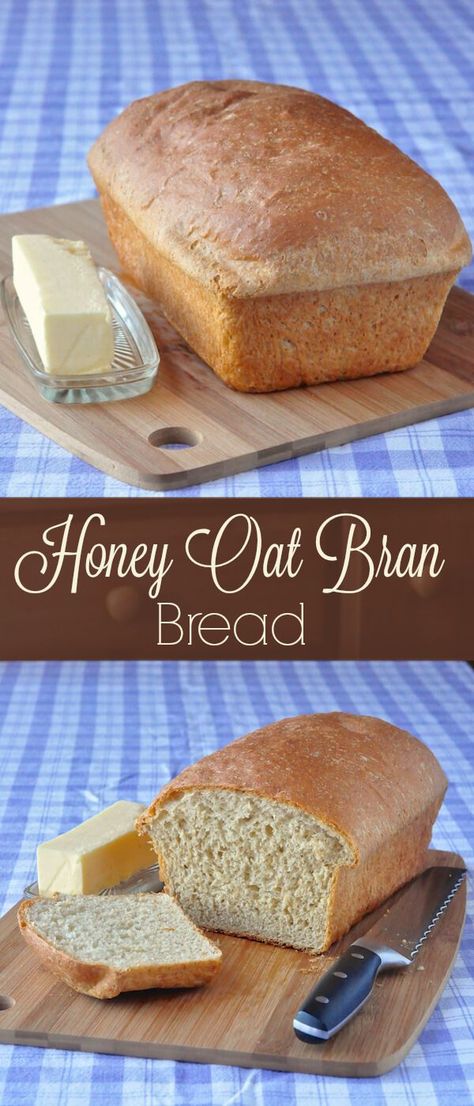 Honey Oat Bran Bread - a delicious home-made bread lightly sweetened with honey and with the wholesome flavour of oats; makes a terrific sandwich loaf. Oat Bran Bread, Sandwich Loaf Recipe, Bran Bread, Honey Oat Bread, Oat Bread, Sandwich Loaf, Bread Substitute, Oat Bran, Uk Recipes