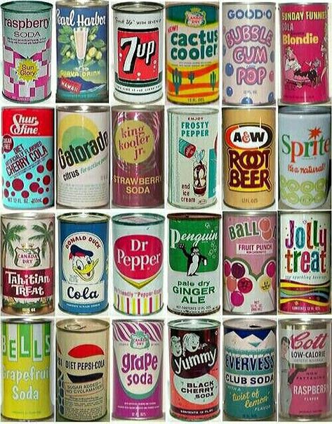 Vintage sodas and pops 1960's Cactus Cooler, Tahitian Treat and Pearl Harbor guava drink were my favorites. Improve Life, Logos Retro, Etiquette Vintage, Pop Cans, Vintage Packaging, Cherry Cola, Soda Pop, Soda Can, Poster Vintage