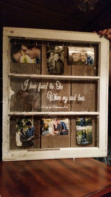 Vintage window, barnwood, engagement pictures = perfect wedding gift for my best friend! Beach Destination Wedding Invitations, Gift For My Best Friend, Engagement Picture Frame, Family Tree Collage, Renew Vows, Old Window Frames, Wedding Window, Tree Collage, Western Themed Wedding