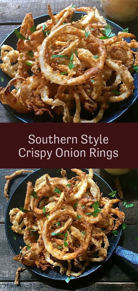 Onion Straws Recipe Without Buttermilk, Loaded Onion Rings, Shoestring Onion Rings, Recipes With Onions, Onion Straws, Crispy Onion Rings, Onion Strings, Onion Rings Recipe, Cruciferous Vegetables