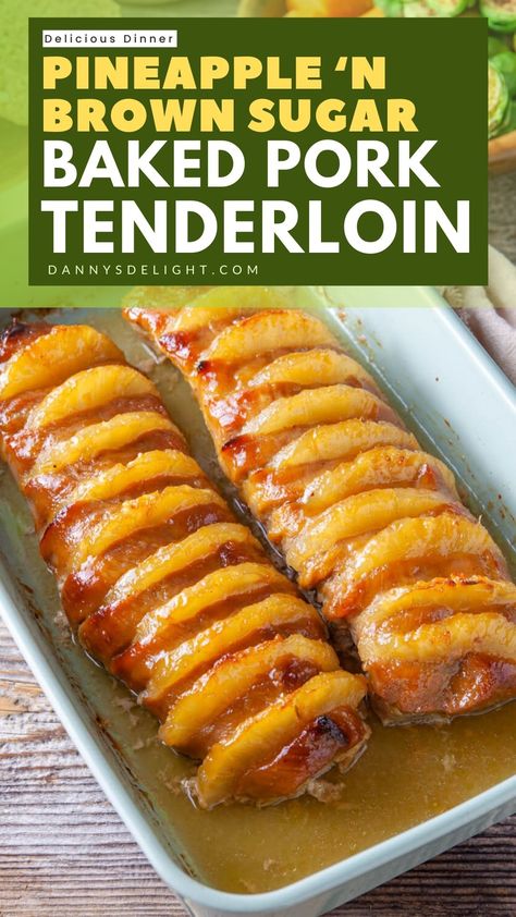 Dazzle your taste buds with our Pineapple and Brown Sugar Baked Pork Tenderloin! 🌶️🍍 This easy-to-make recipe is a perfect harmony of sweet and savory, resulting in a tender, flavorful pork dish that's sure to impress. Spice up your dinner routine tonight! #WeeknightDinners #PorkPerfection Healthy Tenderloin Recipes, Pork Loin And Pineapple, Things To Do With Pork Loin, Pork Loin Dinner Ideas Sides, Pork Tenderloin And Potatoes In Oven, Porkloin Dinner Recipes, Recipes With Pork Tenderloin, Sides For Pork Tenderloin, Baked Pork Tenderloin Recipes