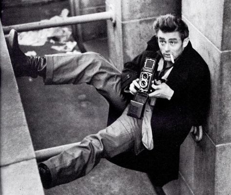 Holding A Camera, James Dean Photos, Lee Strasberg, Jimmy Dean, Actor Studio, Classic Camera, Louis Armstrong, Woody Allen, James Dean