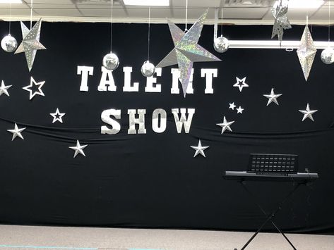 I had only two weeks to create the Talent Show . It’s simple but I loved! Talent Show Backdrop Ideas, Talent Show Party Decorations, Talent Show Background, Talent Show Decorations Stage Ideas, School Talent Show Decorations, Talent Show Decorations, Elementary Talent Show Ideas, Talent Show Ideas For Kids, Talent Show Ideas