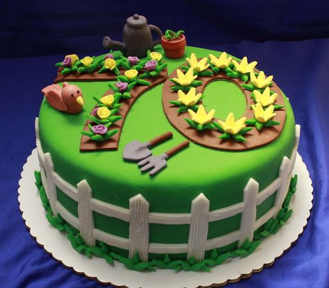 80th Birthday Cake For Men, Garden Theme Cake, Gardening Cake, Garden Birthday Cake, Vegetable Cake, 90th Birthday Cakes, Garden Cake, 70th Birthday Cake, 80 Birthday Cake