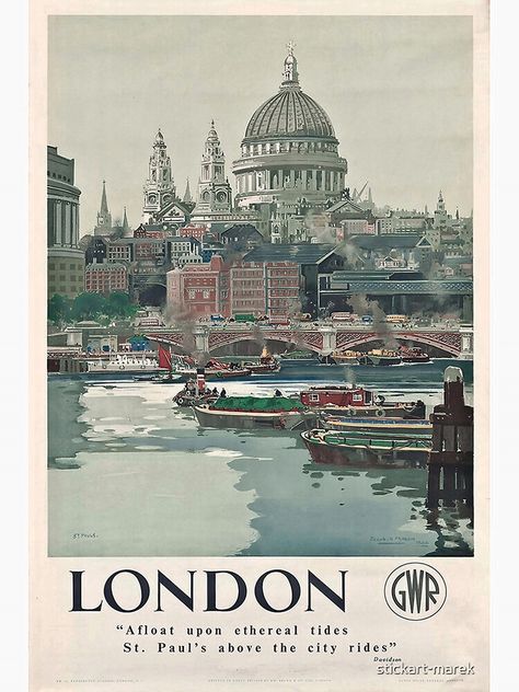 Groovy Aesthetic, Classic Illustration, London Travel Poster, London Vibes, Tourism Poster, London Poster, St Pauls Cathedral, Poster City, British Rail