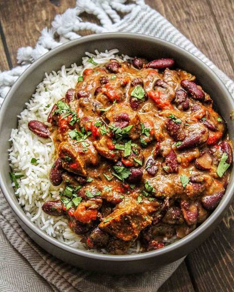 Red Beans And Rice Recipe Vegan, Red Kidney Bean Recipes, Vegan Bell Pepper, Vegan Red Beans And Rice, Vegan Red Beans, Macrobiotic Diet, Cook Tofu, Red Beans N Rice Recipe, Red Beans Rice