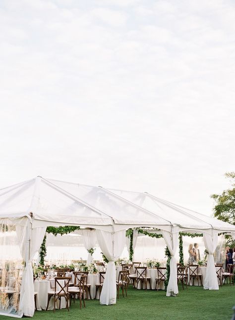 Elegant White And Green Wedding, White Tent Wedding, White And Green Wedding, Tent Decorations, Waterfront Wedding, Beautiful Love Stories, Wedding Tent, Flying High, Venue Decor