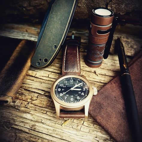 Hamilton khaki field bronze Hamilton Khaki Field Bronze, Hamilton Watches, Hamilton Khaki Field, Hamilton Khaki, Hamilton Watch, Man Cave, Leather Watch, Leather