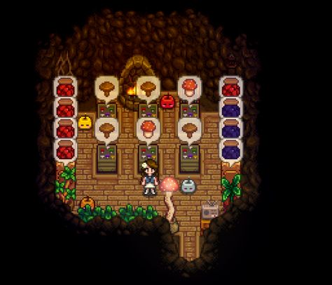 Mushroom Cave Design / Decoration - Stardew Valley 1.6 without mods, #stardewvalley #mushrooms Stardew Cave Design, Stardew Valley Cave Decoration, Mushroom Cave Stardew Valley, Stardew Valley Cave, Stardew Valley Mushroom Cave, Stardew Valley 1.6, Mushroom Cave, Cave Design, Stardew Valley