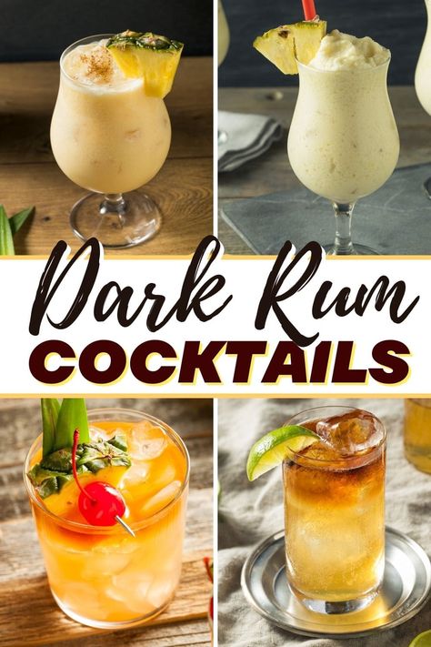 Dark Rum Cocktail Recipes, Dark Rum Drinks Recipes, Alcoholic Drinks Rum, Dark Rum Drinks, Rum Drinks Easy, Best Rum Cocktails, Rum And Lemonade, Rum Mixed Drinks, Dark Rum Cocktails