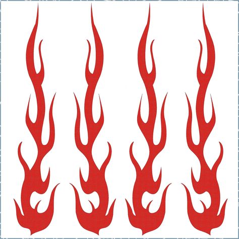 Red Hot Rod Flame Fire Tribal Retro Reflective Decals Sticker for Helmet Cane Bicycle 1"x5", 4 pack Retro Decals, Flame Decals, Helmet Bike, Gfx Design, Reflective Decals, Bike Stickers, Flame Art, Album Art Design, Kawaii Stickers