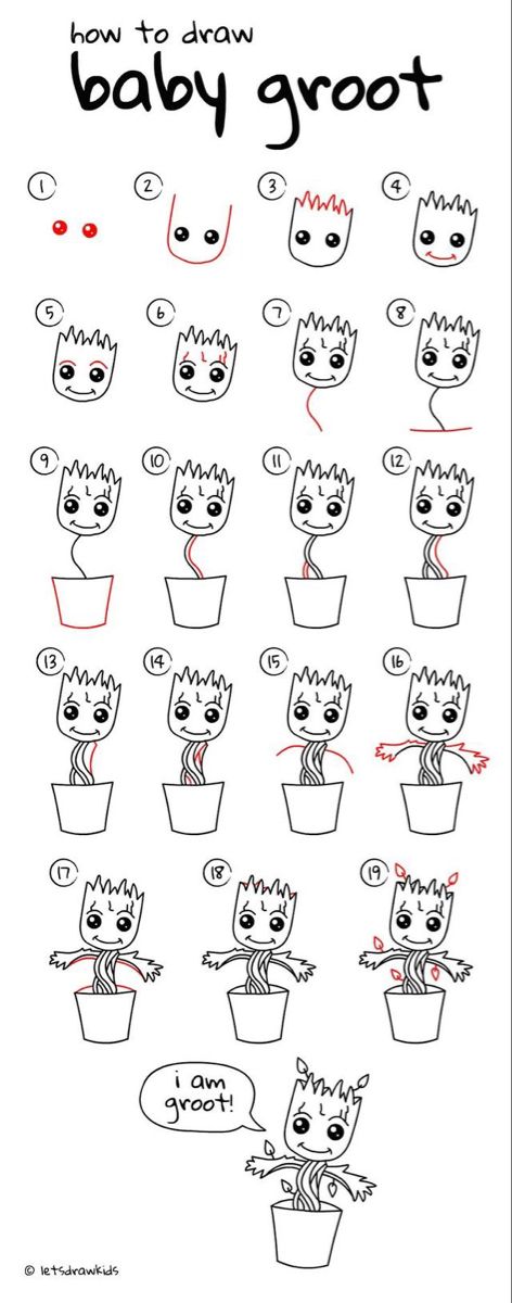 Baby Groot Drawing, Easy Drawing Step By Step, Easy Drawing Steps, Drawing Step By Step, Drawing Tutorials For Beginners, Easy Drawing Tutorial, Disney Art Drawings, Architecture Art Design, Drawing Step