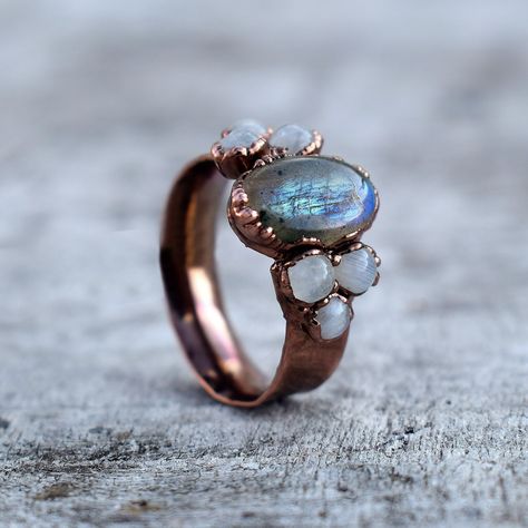 Labradorite Ring, Moonstone Ring, Multi Stone Rings, Gemstone Rings, Minimalist Ring, Birthstone Ring, Silver Jewelry, Ring For Women, Crystal Jewelry, Boho Ring, Unique Rings, Silver Rings, Jewelry Ring Antique Gemstone Rings, Minimalist Silver Ring, Raw Stone Jewelry, Citrine Jewelry, Electroformed Jewelry, Rainbow Moonstone Ring, Labradorite Ring, Handmade Rings, Multi Stone Ring