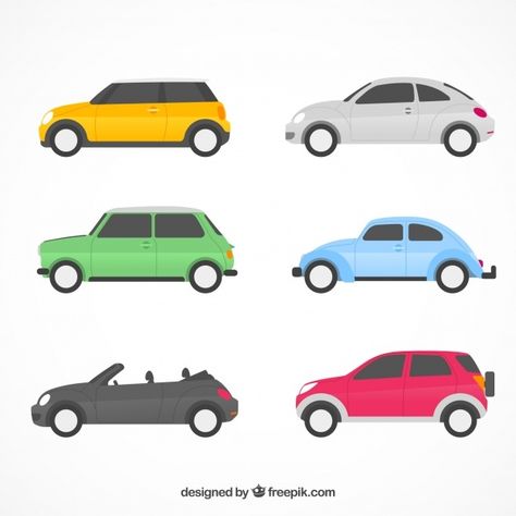 Flat car collection with side view Free ... | Free Vector #Freepik #freevector #car #flat #cars #colors Auto Vector, Car Vector Illustration, Bohemian Apartment Decor, Car Side View, Menu Design Inspiration, Car Vector, Car Illustration, Family Illustration, Free Cars